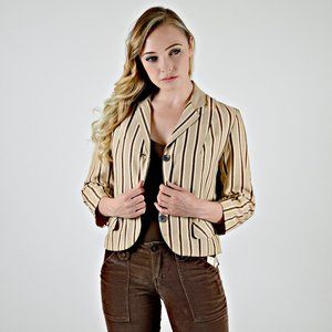 Vintage Striped Short Linen Jacket